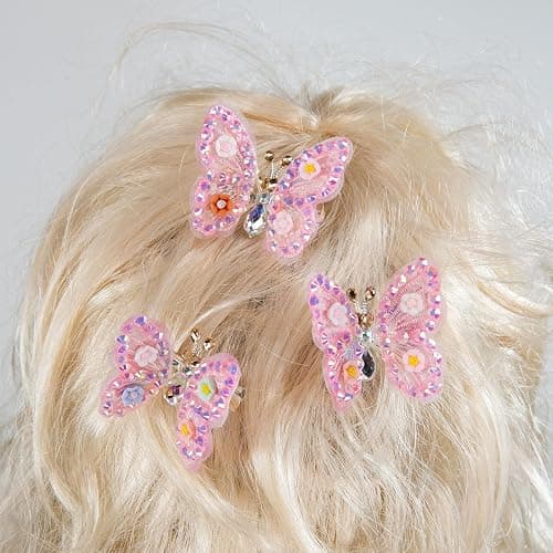 Cartanfill-Embroidery Butterfly Hair Clips Set 6pc Multi Color Stylish Accessories for Girls (C) thumbnail 6