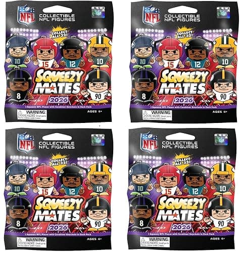 Teenymates Party Animal NFL 2026 Squeezymates Series 8 Figures, Team Colors, One Size (Squeezymates 2026 NFL 4 Blind Pack Lot) - Image 1