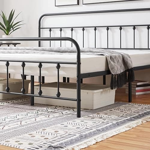 Yaheetech Classic Metal Platform Bed Frame Mattress Foundation with Victorian Style Iron-Art Headboard/Footboard/Under Bed Storage/No Box Spring Needed/California King Size Black thumbnail 6