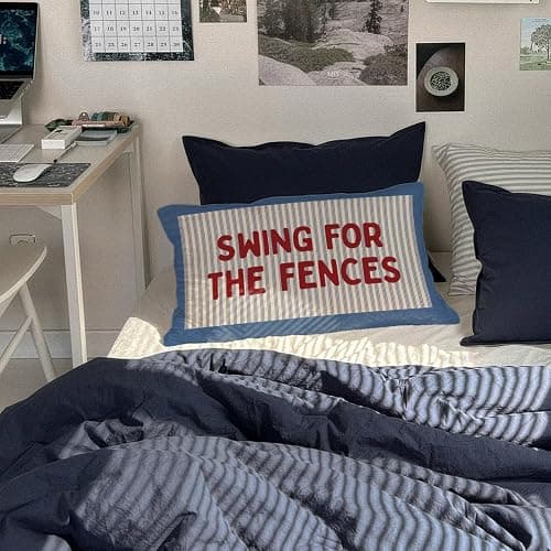 SkyCozy Motivational Swing for the Fences 12x20 Pillow Cover, Vintage Blue Striped Baseball Sports Decorative Throw Pillow Covers Pillowcases for Kids Toddler Boy Nursery Room Bedroom Playroom Decor thumbnail 6