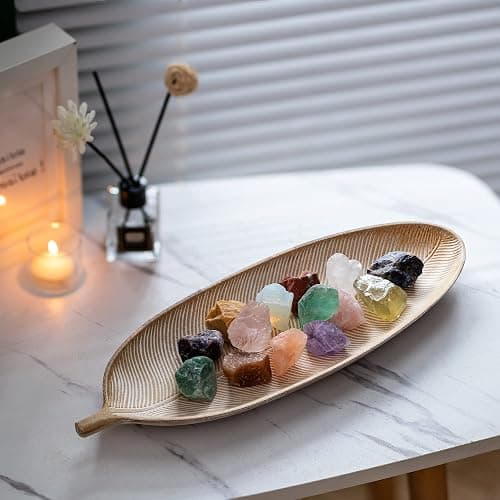 Hanobe Leaf Wooden Decorative Tray: Leaf Shaped Wood Key Tray Decor Plate Bowl for Crystal Candle thumbnail 8