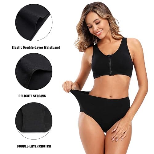 Molasus Women's Cotton Underwear High Waisted Full Coverage Ladies Panties (Regular & Plus Size) thumbnail 3