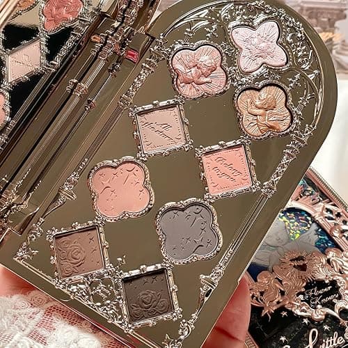Flower Knows Little Angel 9-Color Eyeshadow Palette,Pink Beige Makeup Palette with 6 Matte + 3 Shimmer Shades,Blendable Smooth Cute Eye Makeup,0.37 Oz(01 Eden's Angel) thumbnail 8