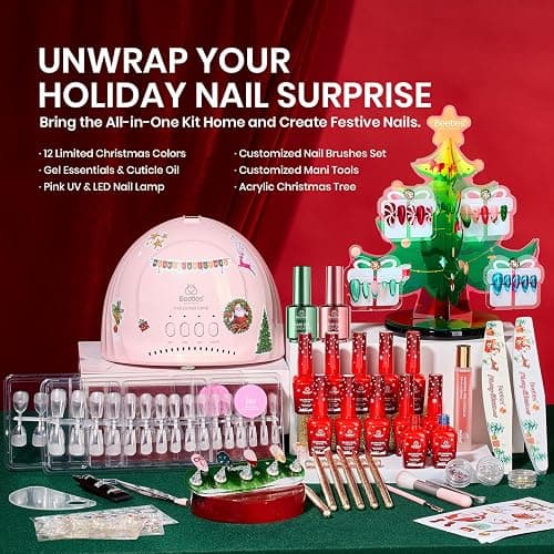 Beetles 67Pcs Gel Nail Kit Crystal Christmas Gifts for Women Teen Girls - 12 Colors Cat Eye Red Glitter Gel Polish Kit with U V Light & Nails Stand Acrylic Holder Display Nails Stuff Manicure Set thumbnail 2