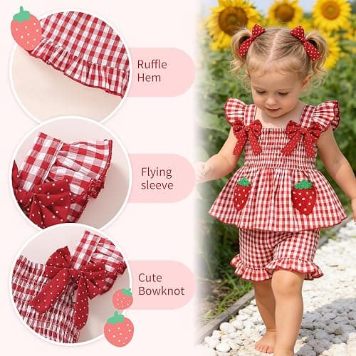 YOUNGER TREE Toddler Girl Clothes Baby Girls Ruffle Sleeveless Bowknot Dress Tops Shorts Set Cute Summer Kids Outfits thumbnail 3