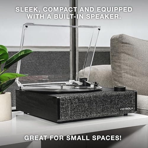 Victrola Eastwood II Record Player with Speakers – Bluetooth 5.1 and Vinyl Stream Technology, Vintage Style 3-Speed Vinyl Player, Audio Technica AT-3600LA Cartridge (Oak) thumbnail 6