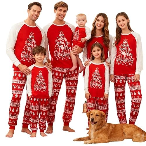 Urkutoba Family Christmas Pajamas Matching Sets - Soft Lettler Print Xmas Pjs for Couples & Kids | Holiday Family Pajamas - Image 1