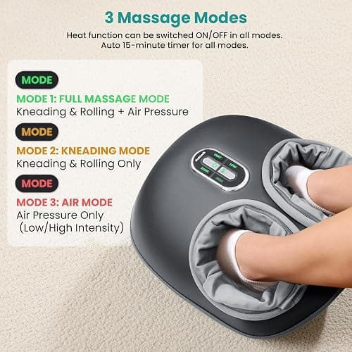 Nekteck Shiatsu Foot Massager with Heat, FSA Eligible Deep Kneading Therapy Air Compression, HSA Feet Massage Improve Blood Circulation Foot Wellness Soothing Pain Relief, Relax for Home Office Use thumbnail 2