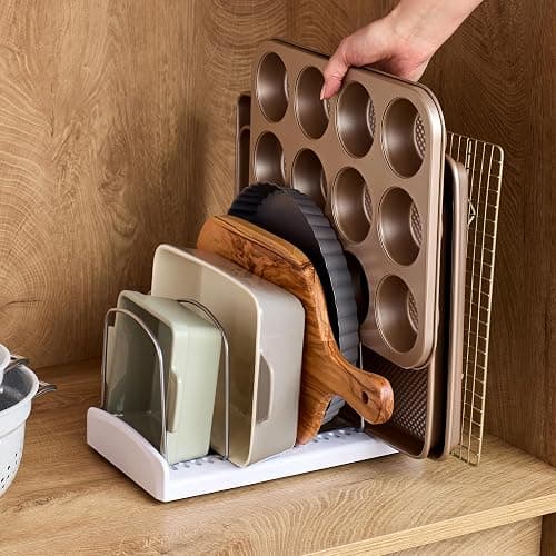 YouCopia StoreMore Adjustable Bakeware Rack with Steel Wires, Cookie Sheet Baking Pan and Tray Organizer for Kitchen Cabinet and Pantry Storage, Premium Edition thumbnail 2