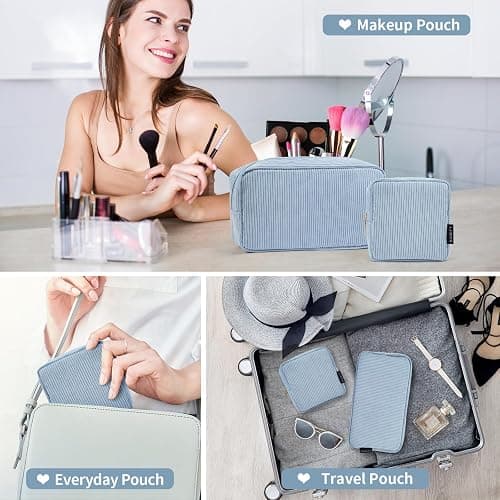 MAGEFY Small Makeup Bag for Purse Mini Cosmetics Bag Corduroy Cute Cosmetic Pouch for Women with Slip-in Pockets thumbnail 7