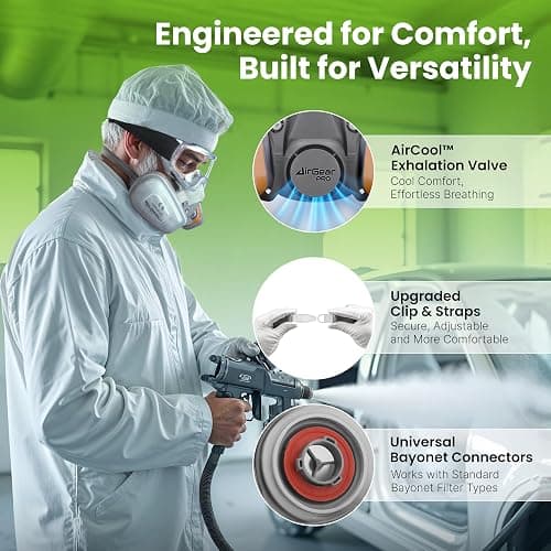 AirGearPro G-500 Reusable Respirator Mask with A1P2 Filters | Anti-Dust Mask Ideal for Painting, Woodworking, Construction, Sanding, Spraying, Chemicals, DIY etc thumbnail 7