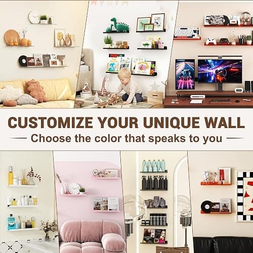 Qukaka 15" Clear Floating Shelves for Wall, 3 Pack Display Ledges | Wall shelves for perfume, skincare, nail polish, book, Room decor for Bedroom, Living Room, Kitchen, Bathroom thumbnail 7