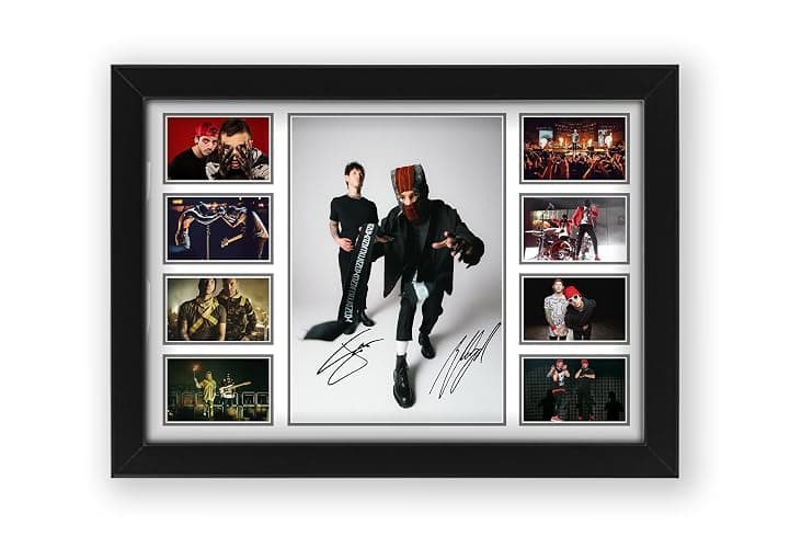 Twenty One Pilots Musical duo Signed Poster Print - Limited Edition Autograph Fan Gift – Collectible Memorabilia Merchandise (Framed A4 (30x21cm)) - Image 1