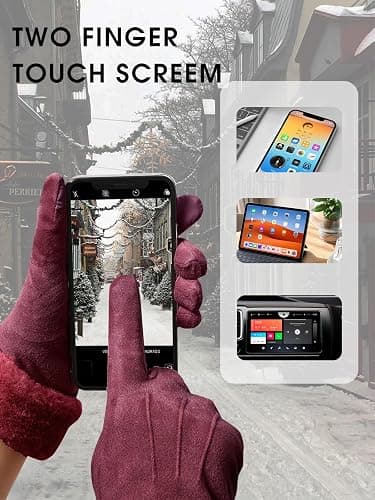 Orrpally Women Winter Gloves Thermal Touchscreen Gloves Windproof Outdoor Suede Gloves thumbnail 2
