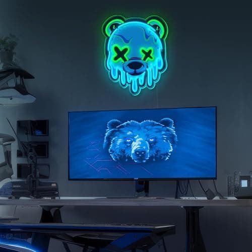 Ice Bear Neon Sign, Cool Led Sign for Wall Decor - Usb Powered, Adjustable Brightness Anime Bear Led Light for Bedroom, Bar, Pub, Party, Man Cave Decor, Unique Gift for Teenage Boys thumbnail 6