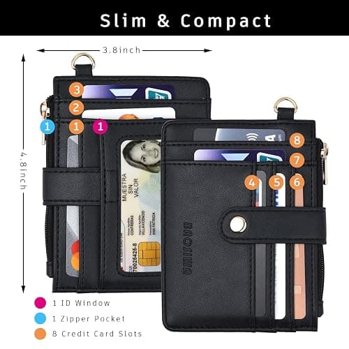 BAOSIWA Silicone Bracelet Keychain Wallet for Women Wristlet Card Holder Slim RFID Wallet with Zipper Pocket thumbnail 2