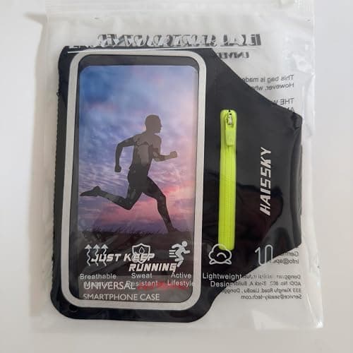 HAISSKY Running Armband with Earbuds Bag Sports Phone Armband for iPhone 16 Pro Max/15 Pro/14 Pro Max/13/12 Pro/11/XS/XR/X/8 Plus Sports Phone Holder Case with Zipper Pocket for Phones up to 6.9" thumbnail 8