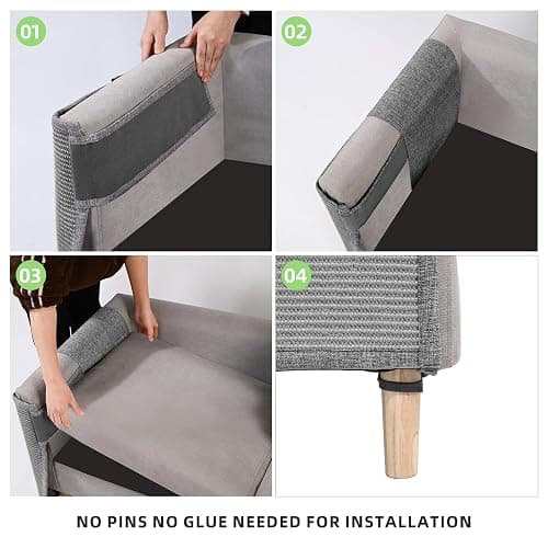 Cat Scratch Couch Protector,23.6" L*19.6" W Scratching Furniture Protector Pad,Cat Scratch Sofa Arm Sheild with Grey Natural Sisal for Protecting Couch Sofa Chair Furniture (Grey/Right Hand) thumbnail 6