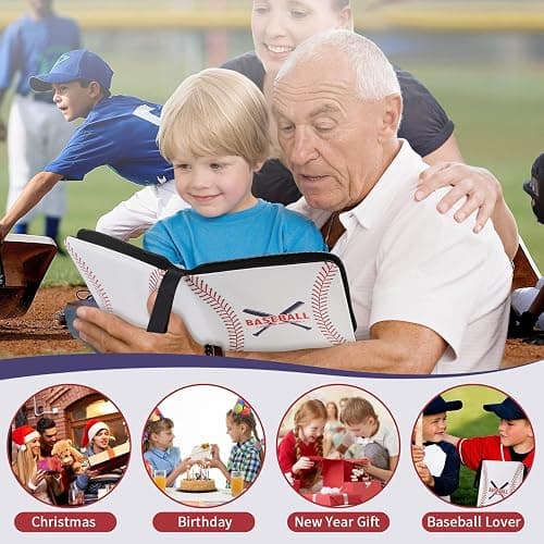 Baseball Card Binder with Sleeves 440 Pockets, Gifts for Baseball Card Collectors, Trading Card Holder Compatible with Topps Card, 55 Sleeves Card Album Card Storage Organizer thumbnail 7