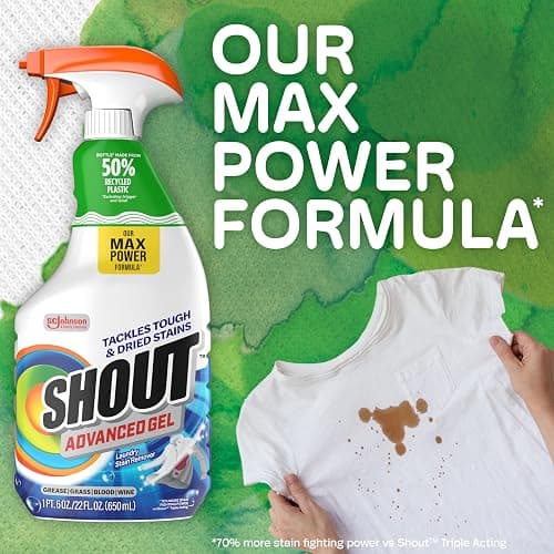 Shout Advanced Laundry Stain Remover Gel for Clothes Laundry, Breaks down stubborn, dried-in, and tough stains, 22oz Spray (Packaging May Vary) thumbnail 3