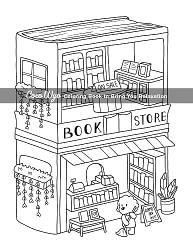 Cozy Spaces: Coloring Book for Adults and Teens Featuring Relaxing Familiar Corners with Cute Animal Characters for Stress Relief thumbnail 9