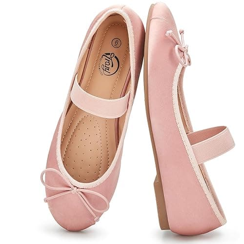 Trary Ballet Flats for Women Closed Round Toe Mary Jane Shoes Women Cute Bowknot Non-Slip Dressy Shoes Elastic Strap Comfortable Women's Flats for All-Year Daily Work Causal thumbnail 3