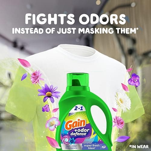 Gain Odor Defense Liquid Laundry Detergent, Super Fresh Blast Scent, 194 fl oz, 134 loads, 2 in 1, Laundry Detergent Liquid Soap, HE compatible thumbnail 3