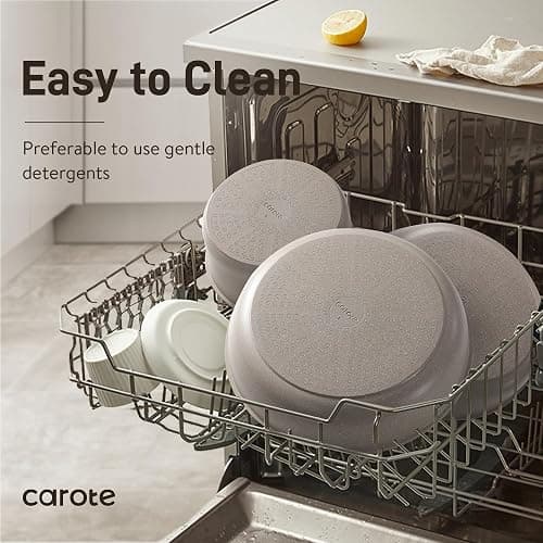 CAROTE 19pcs Pots and Pans Set Non Stick, Nonstick Cookware Set Detachable Handle, Induction Kitchen Cooking Sets with Removable Handle, RV Kitchen, Oven Safe, Taupe thumbnail 5