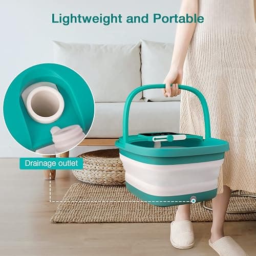 HOSPAN Collapsible Foot Spa with Heat, Bubble, Red Light, and Temperature Control, Foot Bath Massager with 8 Shiatsu Massage Rollers, Pedicure Foot Spa for Relaxation - FS01A thumbnail 4