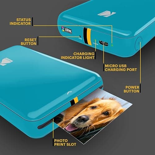 KODAK Step Instant Photo Printer with Bluetooth/NFC, Zink Technology & KODAK App for iOS & Android (Blue) Prints 2x3” Sticky-Back Photos. thumbnail 2