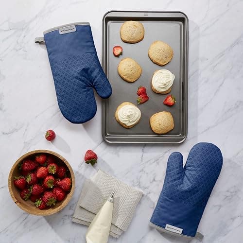 KitchenAid Asteroid Oven Mitt Set, 7"x12.5", Blue Willow, 2 Piece thumbnail 2