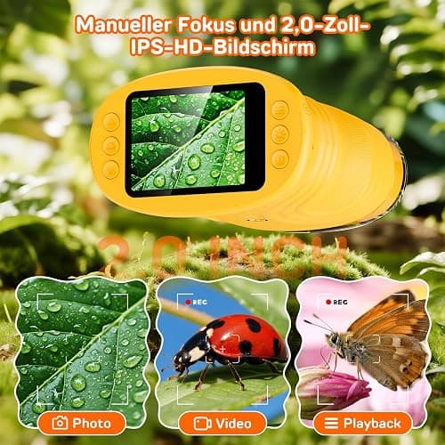 1000X Digital Handheld Microscope for Kids with 2.0" IPS Screen, Easter Gifts Portable STEM Science Lab Toy, Rechargeable Pocket Microscope Educational Gift for Boys & Girls Age 4-6 8-12, Orange thumbnail 7