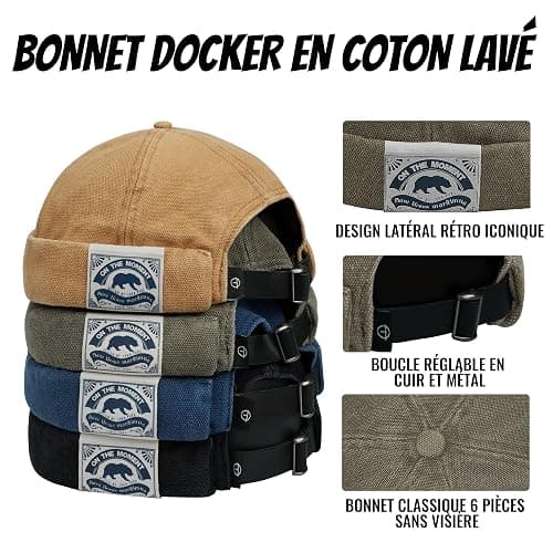 CLAPE Casquette Docker Coton Bonnet Docker Unique Street Décontracté Brimless Chapeau Beanie Baseball Cap Fisherman Beanie Watch Hat thumbnail 5