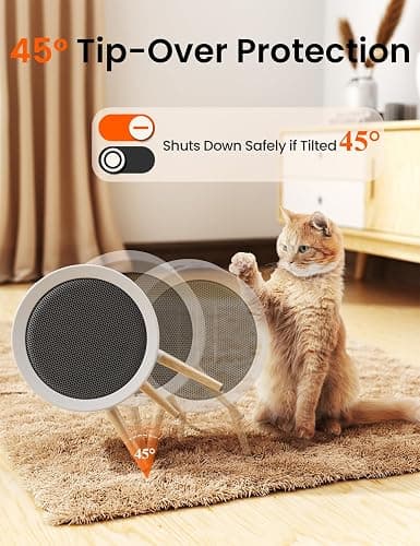 Gaiatop Portable Space Heater for Indoor Use, 1000W/600W Small Electric Desk Heater for Bedroom or Office, 2s PTC Ceramic Heating, Overheat & Tip-Over Protection, Cute Gifts for Women Men, White thumbnail 6