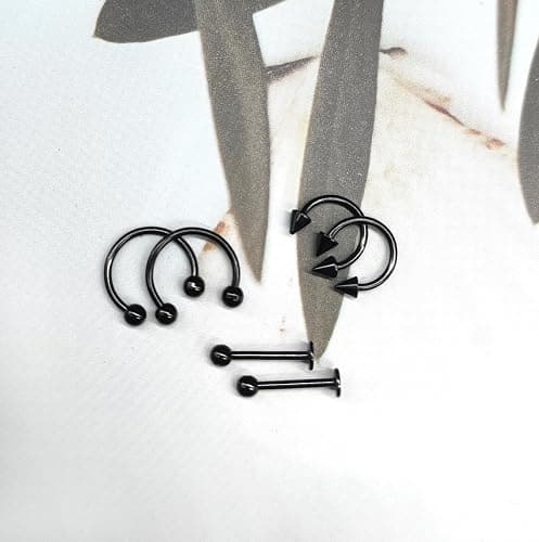 MONAZEO 40Pcs 16G Lip Rings Surgical Steel Snake Bite Jewelry Labret Monroe Barbell Daith Tragus Helix Piercing Nose Septum Jewelry for Women Men 6mm/8mm/10mm/12mm thumbnail 6