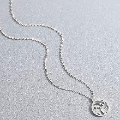 HUJUON Stainless Steel Hollow Volleyball Necklace,Cute Geometric Volleyball Sports Pendant Necklace,Football Clavicle Chain Necklace for Women Men thumbnail 7