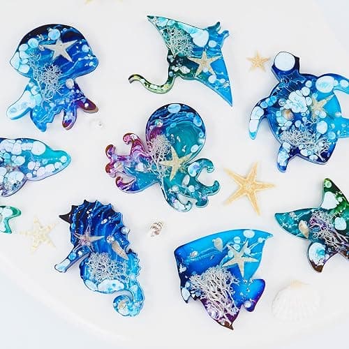 Pulcher Resin Molds, 16 Marine Terrestrial Amphibious Animals Keychain Making Silicone Mold for Epoxy Resin Casting Craft DIY Pendants Ornaments Decoration Gift thumbnail 7