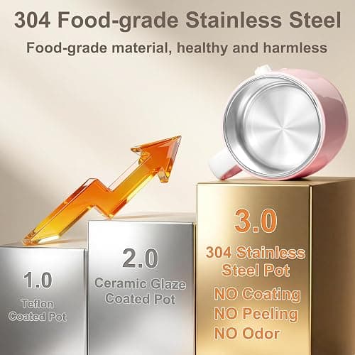Dezin Hot Pot Electric, Rapid Noodles Cooker, Stainless Steel Electric Pot 1.6 Liter, Perfect for Ramen, Egg, Pasta, Dumpling, Soup, Porridge, Oatmeal with Temperature Control and Keep Warm Function thumbnail 4