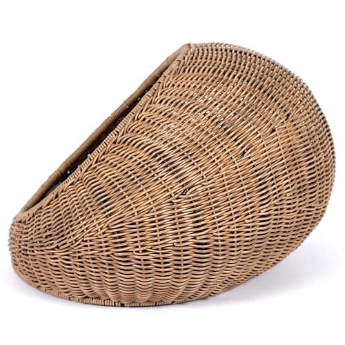 D+GARDEN Wicker Cat Bed Dome for Medium Indoor Cats - a Covered Cat Hideaway Hut of Faux Rattan Houses Pets in Dome Basket, Washable thumbnail 5