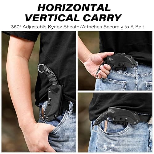 Dispatch Tactical Fixed Blade Knife, 5cr15mov Steel Blade G10 Handle, Full Tang Double Edged Sharp Claw Knife, EDC Utility Knives for Outdoor Survival Hiking Camping with Kydex Sheath thumbnail 7