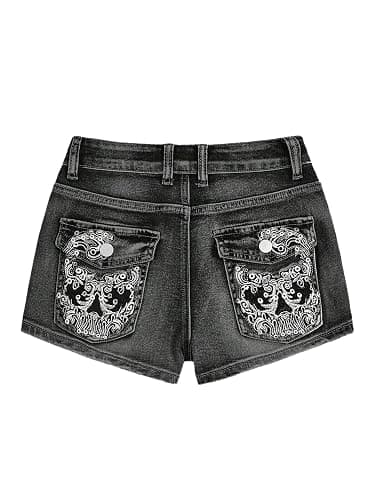 SOLY HUX Women's Y2k Denim Shorts Grunge Punk Low Waist Skinny Mini Jean Shorts Streetwear - Image 1
