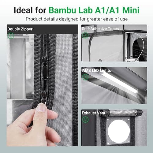 3D Printer Enclosure for Bambu Lab A1/A1 Mini-Large Fireproof&Dustproof 3D Printer Cover with Constant Temperature Control, Noise Reduction and LED Light for Home/Office DIY 3D Printing,520x600x700mm thumbnail 4