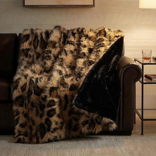 Hyde Lane Faux Fur Throw Blanket, Luxury Fluffy Leopard Blankets for Home Couch Sofa, Fuzzy Plush Animal Coat Color Throws for Decoration, Gift for Women, 50x60 - Image 1