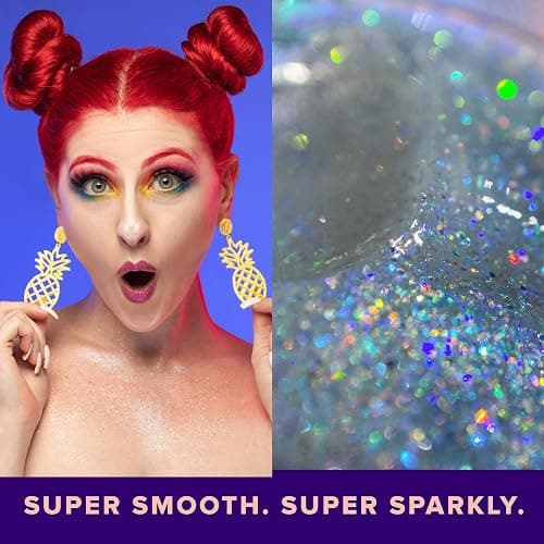 UNICORN SNOT Holographic Face Glitter & Body Glitter Gel | Holiday Glitter Makeup: Stocking Stuffers & Christmas Gift | Hair Glitter, Vegan & Cruelty Free, 1.7 oz Silver Glitter (Disco) thumbnail 4