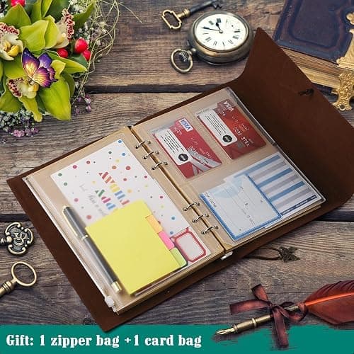 OMEYA Leather Journal Notebook, Travel journals for Women, refillable Butterfly Notebook Lined Personal Diary Writing Notebook Gifts A5 16.5 x 23.4cm (Blue) thumbnail 5