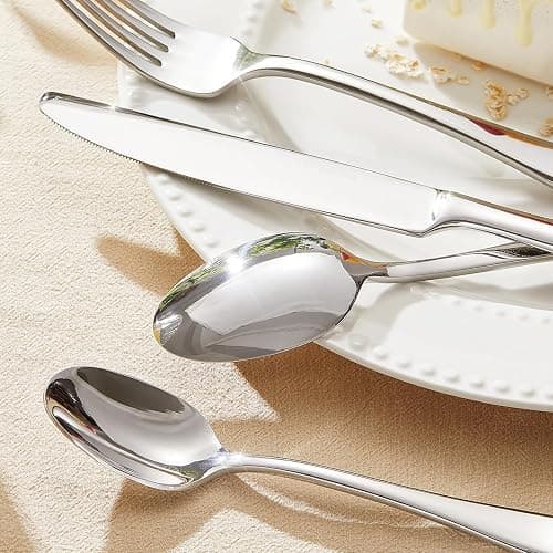 KINGSTONE 20 Pieces Silverware Set for 4, Premium Stainless Steel Flatware Set, Heavy Duty and Modern Design Cutlery Set, Mirror Polished, Dishwasher Safe thumbnail 4