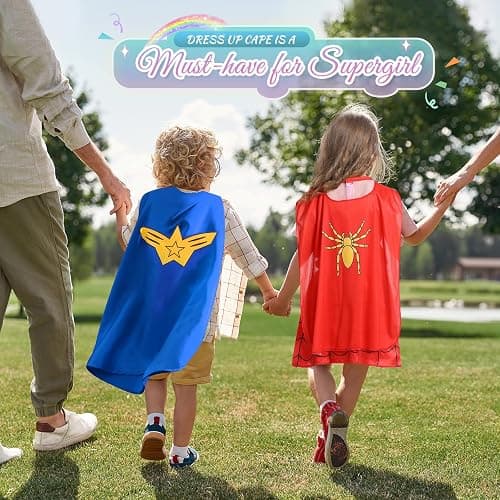 Jeowoqao Toddler Girls Dress up Costumes, Princess Dress Up Clothes for Little Girls, Kids Dress Up Pretend Play Set with Supergirl Princess Costumes Toy Gift for Girls Ages 3 4 5 6 Years thumbnail 9