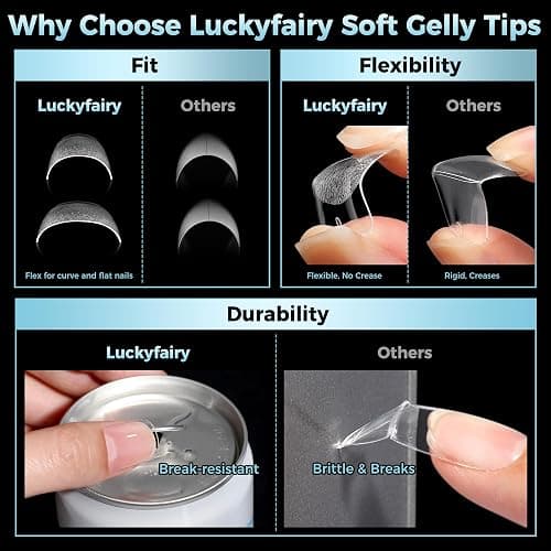 Extra Short Square Nail Tips: XS Short Nail Tips 360PCS Fake Nails 12 Sizes Soft Gel Pre-Shaped Acrylic Clear Square Press on Nails Tips for Nail Extension Home DIY Salon thumbnail 6