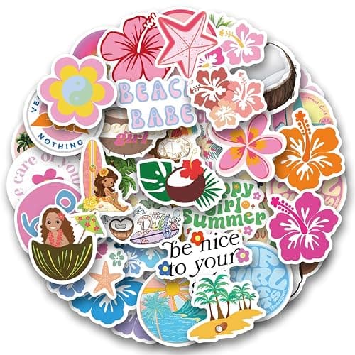 WQOWEHI 64 Pack Coconut Girl Stickers Vinyl Beach Stickers for Water Bottles, Laptops, Scrapbooks, Skateboards, Suitcases Girl Decals for Adults, Teens, Kids Christmas Halloween Birthday Gifts thumbnail 3