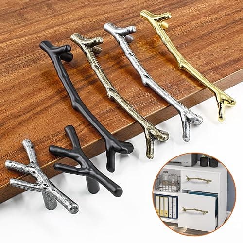 HARSKIYER 4pcs Bronze Twig Drawer Pulls Handles, 3-3/4 Inch Hole Center Zinc Alloy Rustic Kitchen Hardware Natures Branch Drawer Pulls Tree Door Handle for Kitchen Wardrobe Farmhouse Cabin thumbnail 4